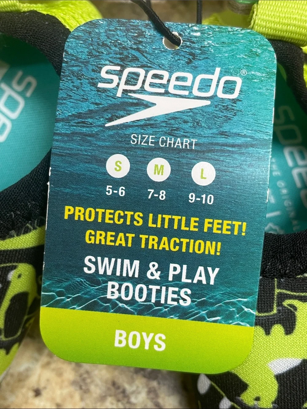 Speedo Swim & Play Booties. Baby Boy’s Size Small(5-6). Dinosaur Design  NEW!!